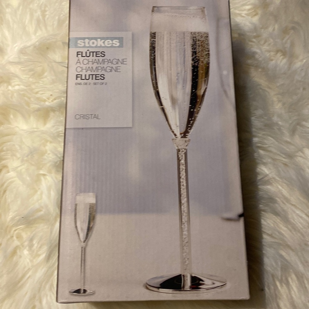 Stokes champagne wedding cristal flutes set of 2 NEW NIB